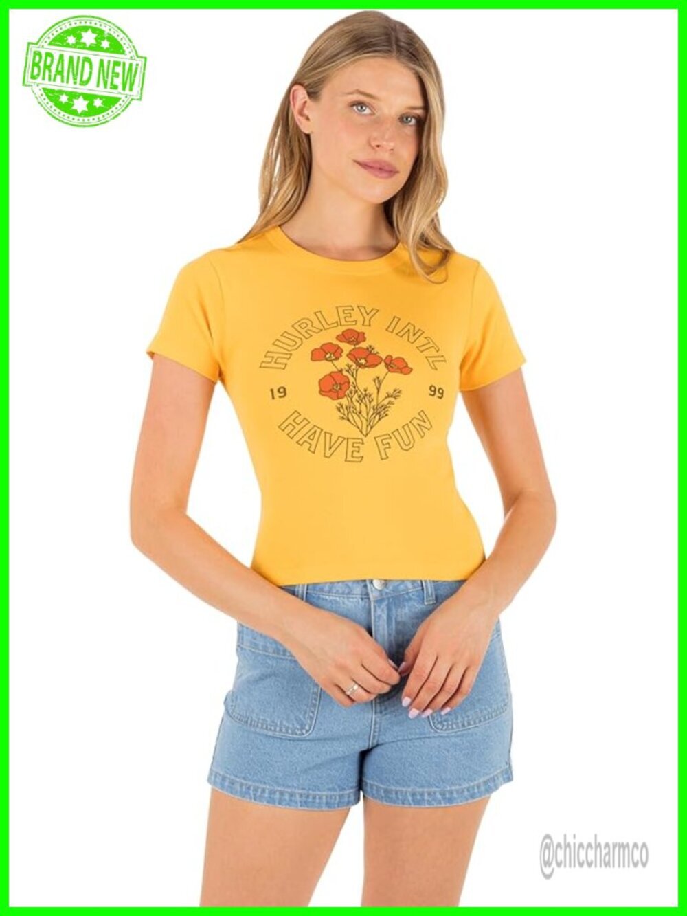 Poppy Baby Tee Graphic Ribbed Cotton Crewneck T-Shirt